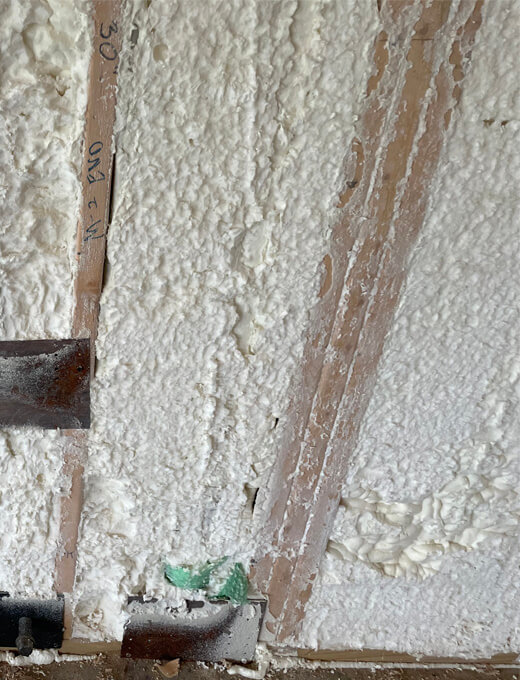 foam insulation in wooden wall with kit